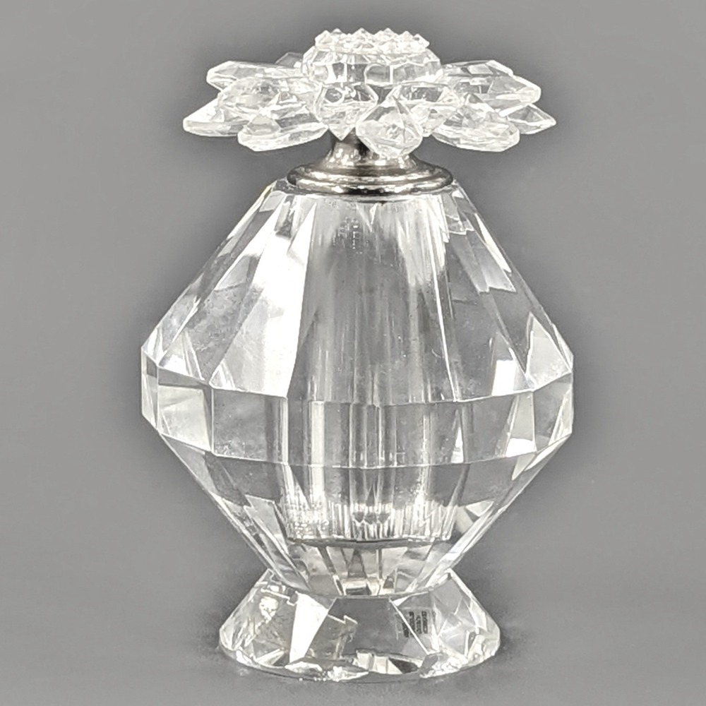 Shannon Crystal Designs of Ireland Handmade Faceted Flower Perfume Bottle- Empty